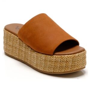 Free People Women's Harbor Raffia Flatform in Tan 8.5 Platform Sandal